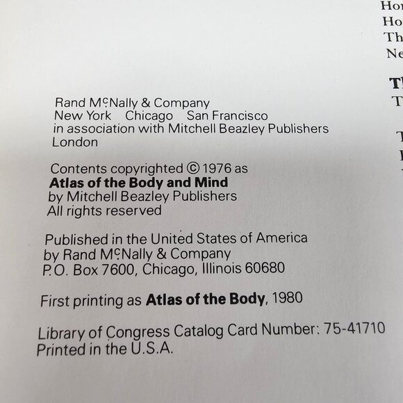 1980‎ Time Presents The Rand McNally Atlas Of The Body Rand McNally Hardcover - Picture 9 of 10